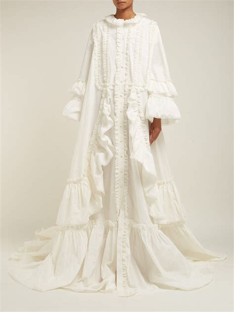 gucci white ruffle trimmed cotton gown look alike dress|Gucci inspired dresses 2021.